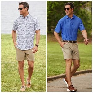 Roundtree & Yorke Performance Flat Front Straight Fit 7" Inseam Solid Shorts